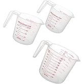 MIZORLIE Plastic Measuring Cup Sets, 250ml, 500ml &amp;1000ml (3PCS） | BPA Free Plastic Clear Heat-resistant with Angled Grip and Spout Stackable Liquid Measuring Cup for Kitchen Use