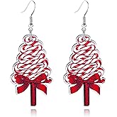 Dreuyet Christmas Wooden Dangle Earrings Cute Christmas tree Santa Claus Snowman Earrings for Women Xmas Earrings Christmas Jewelry