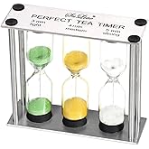 SuLiao Tea Multi-Timer Metal Sand Clock - Three-In-One Hourglass, Small Colorful Sand Watch, Green & Orange, Unquie Sandglass for Kids, Classroom, Home Decor