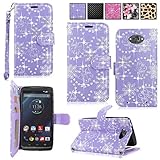 Motorola Droid Turbo / XT1254 Case - Cellularvilla Pu Leather Wallet Card Flip Open Pocket Case Cover Pouch For Motorola Droid Turbo / XT1254 (Purple Glitter)