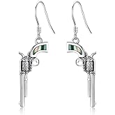 URONE Cowgirl Cowboy Earrings 925 Sterling Silver Revolver Gun/Boot Dangle Drop Earrings Western Country Earrings Jewelry for Women