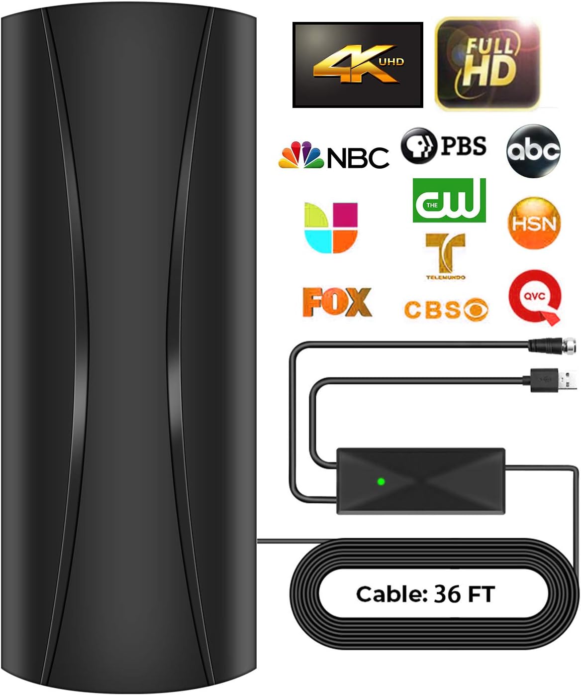 2021 Strongest Amplified Digital HDTV Antenna Support Smart TVs and All Older TVs -320 Miles Range 360° Reception Portable TV Antenna with Signal Booster 36ft Coaxial Cable,Indoor Antenna for 4K 1080p: Home Audio & Theater