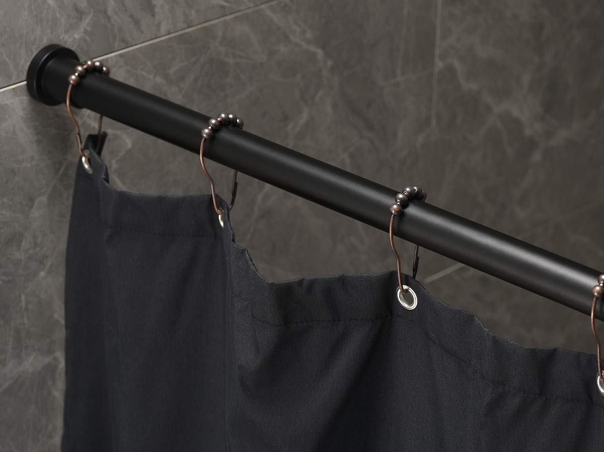 BRIOFOX Tension Curtain Rod 73-103 Inches, Rust-Resistance Shower Curtain Rod for Windows or Doorways, Matte Black