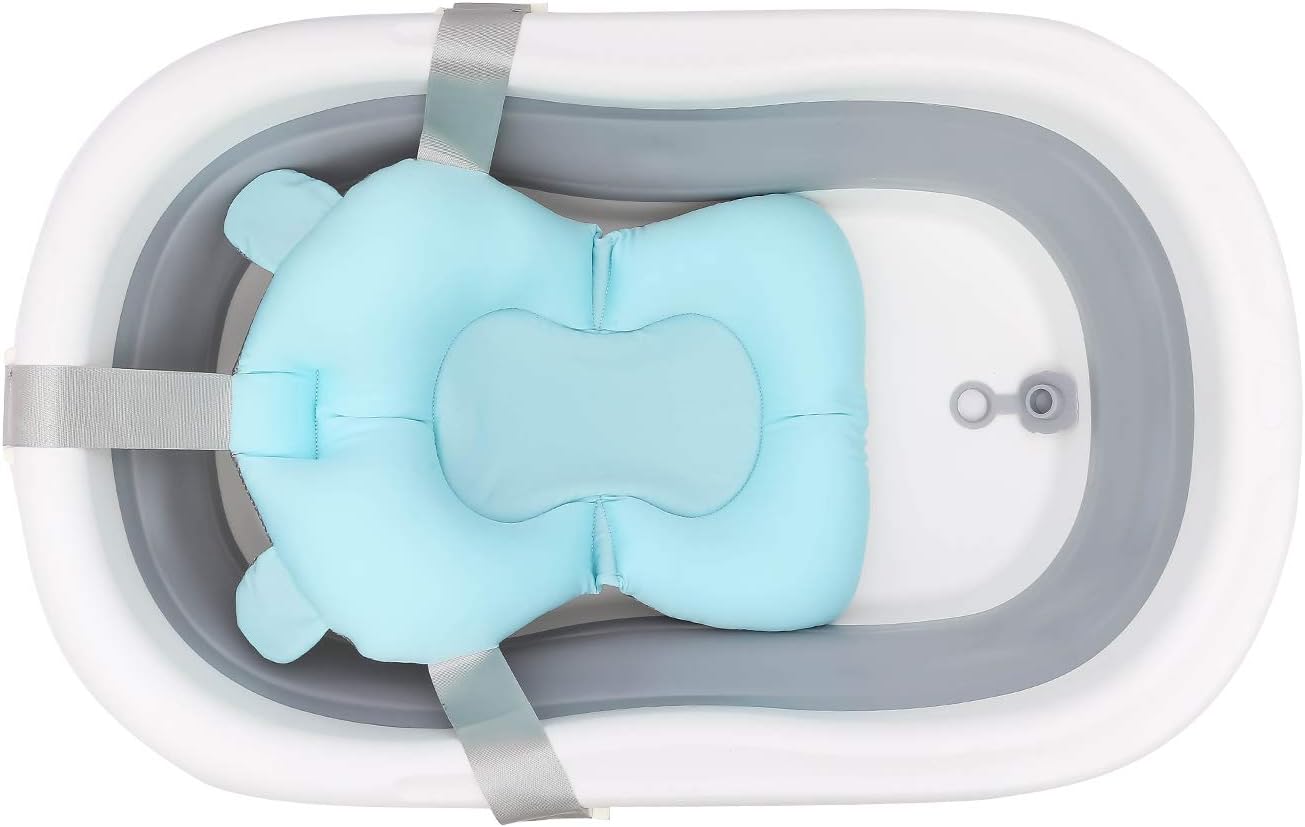 Foldable Baby Bath Tub with NonSlip Mat Infant Newborn Portable Shower