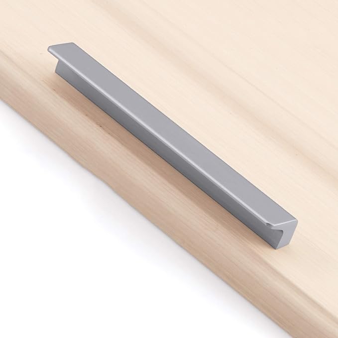 LShaped Black Aluminum Door Drawer Handles, Modern Kitchen Handle Pull with Screws Long