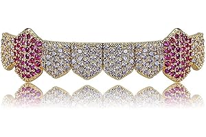 canjoyn 18K Gold Plated Gold Finish 8 Top Teeth & 8 Bottom Tooth Hip Hop Mouth Grills