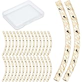 CREATCABIN 1 Box 40 Pcs 18K Gold Plated Curved Tube Bead Fish Scale Noodle Tube Bead Long Curved Brass Spacer Connector Bulk for Jewelry Making Charms Bracelets Necklaces Accessories 20mm