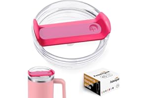 FABENYOK 40 OZ Tumbler Lid Replacement Fit for Stanley Cup, 1 Pack Replacement Lids, Spill Proof Tumbler Covers for Stanley Cup Accessories (Clear - Hot Pink)
