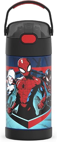 THERMOS FUNTAINER Water Bottle with Straw, 12oz, Spider-Man | Kids Stainless Steel Insulated Water Bottle, Keeps Drinks Cold Longer for School & Play, BPA-Free