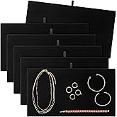 Juvale Black Velvet Jewelry Display Trays - Multipurpose Ring Display & Bracelet Holder - Soft Velvet Surface & Plush Boards - Space-Saving Stackable Jewelry Trays - Pack of 6, 14 in, Rectangular