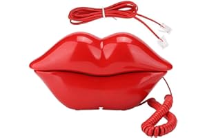 CHENJIEUS Lip Telephone, Advanced Home Telephone, Interesting Mouth Lip-Shaped Telephone, Electroplating Wire Phone Home Deco