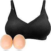 ONEFENG Mastectomy Bra with Breast Prosthesis, Silicone Breast Enhancement Forms Wireless Pocket Bras for Women Crossdresser
