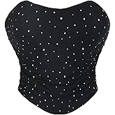 SHYMMUO Women Black Corset Tops Satin Summer Going Out Strapless Bustier Crop Top for Party,Gothic,Halloween Costumes