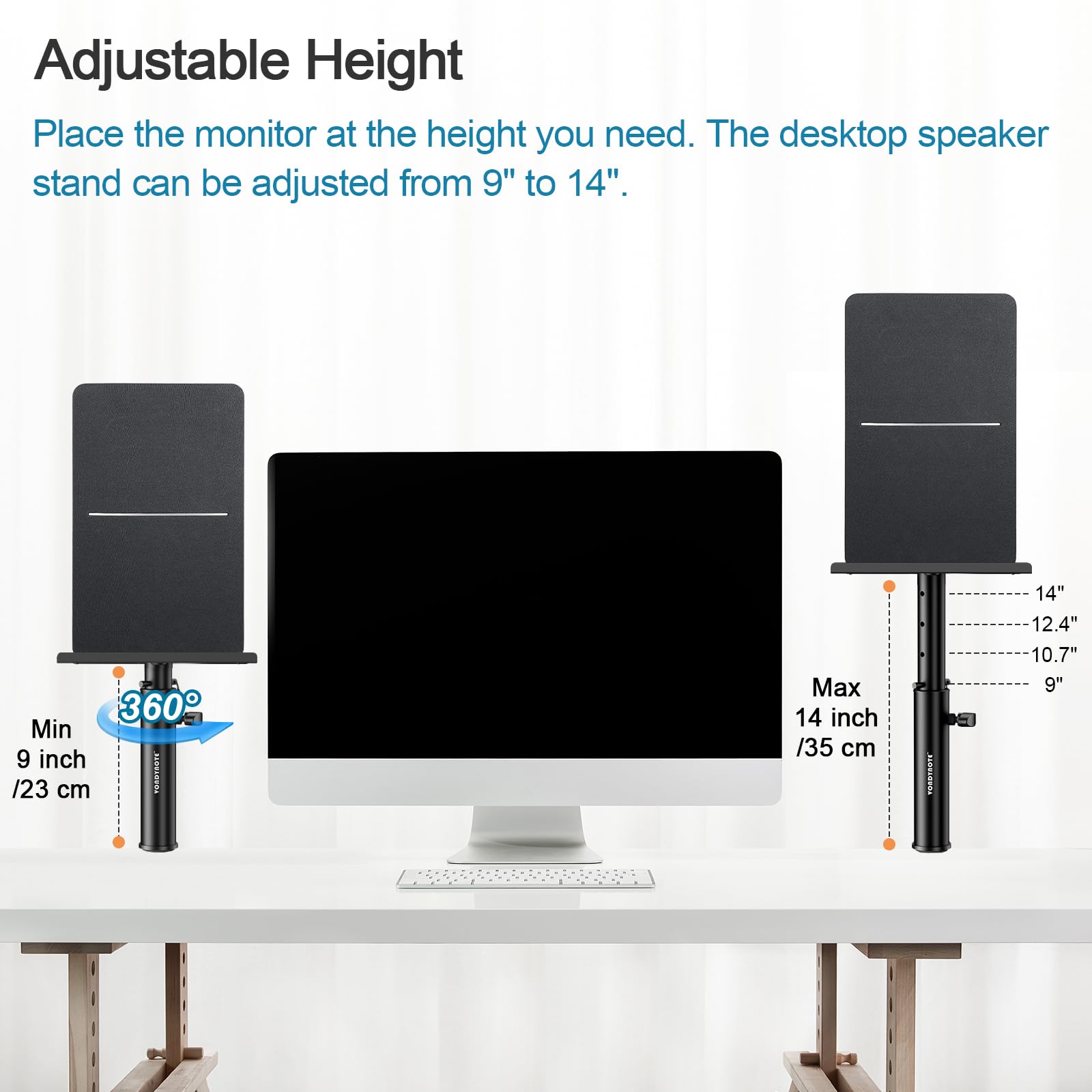 Set of 2 Studio Monitor Stands Desktop Clamp Speaker Stands Against The Wall
