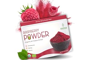 Ahimsa Organic Freeze Dried Raspberry Powder 8 oz | USDA Certified | Smoothie and Backing Powder | Organic Raspberry Fiber Juice Powder | Rich of Potassium | Raspberries Fresh Freeze Dried Powder