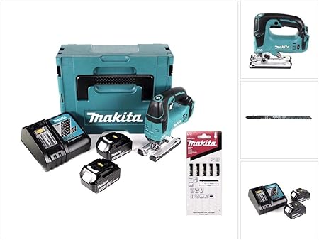 Makita Djv 182 Rtj Scie Sauteuse Sans Fil 18v Brushless 26mm Coffret Makpac 2x Batteries Bl1850b 5 0 Ah Chargeur Dc18rc 5 Pieces Lames De Scie Makita L 2 Pour Bois A 86309 Amazon Fr Bricolage