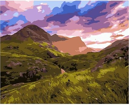 Valle anochecer Carretera Paisaje DIY Pintura por números Pintura al