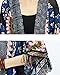 Women's Floral Printed Chiffon/Lace Kimono Cardigan Contrast-Trim Long Beach Cover Up