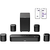 ULTIMEA 7.1ch Sound Bar with Dolby Atmos, Surround Sound System for TV with 4 Surround Speakers, Sound Bar for Smart TV with App Control, Soundbar with Subwoofer for Home Theater, HDMI eARC, Aura A60