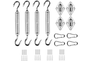 HOMPER Awning Attachment Set, Heavy Duty Sun Shade Sail Stainless Steel Hardware Kit for Garden Triangle and Square, Rectangl