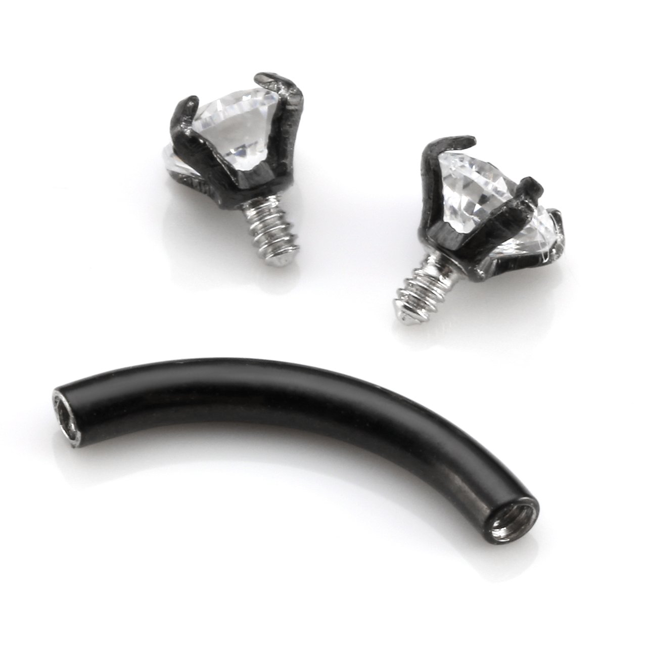 Zysta Black Ear Piercing Set Stainless Steel Tragus Helix Cartilage Nose Septum Industrial Studs Barbell Horseshoe Hoop Ring Cubic Zirconia