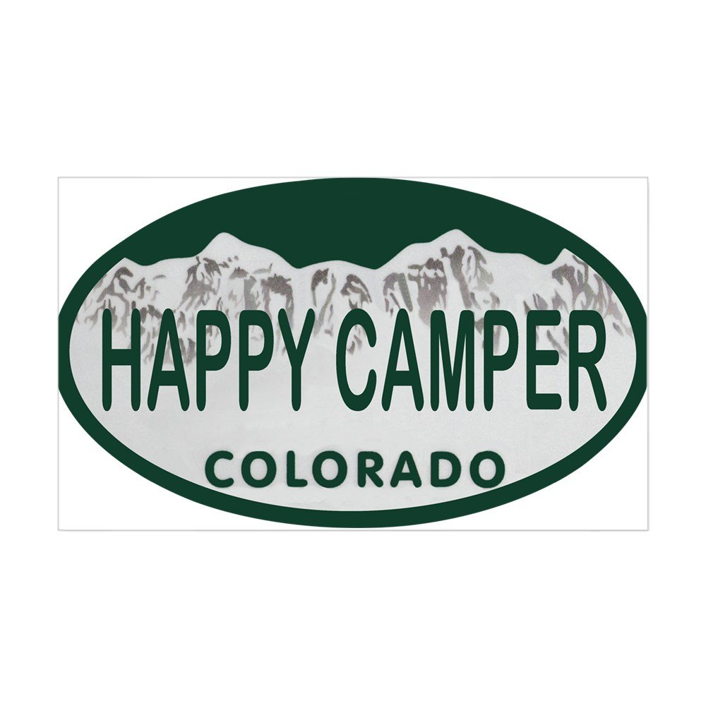 CafePress Happy Camper Colo licencia placa adhesivo (Rectangle ...