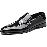DECARSDZ Mens Slip-On Penny Loafer Casual Dress Shoes Black Wedding Formal Work Pointed Toe Men Tuxedo Shoes