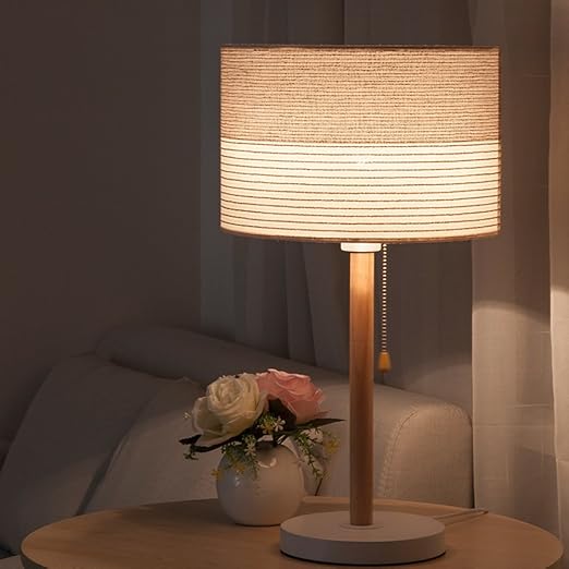 Amazon Com Sophilab Japanese Wood Table Stand Lights Modern Wooden Base Cloth Lamp Shade Edison Desk Accent Lamps Contemporary E27 Metal Led Desktop Night Stand Bedside Bedroom Lamp Holder A Dia 9 4