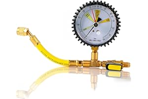 Precision Air Conditioning and Refrigeration System Nitrogen Pressure Test Gauge Kit with Detailed Pressure Chart for HVAC, R