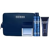 Guess Seductive Homme Blue 3.4oz EDT Spray, 6.0oz Deodorant Body Spray, 3.4oz Shower Gel, Pouch Men 4 Pc Gift Set