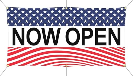 Amazon Com Now Open Banner 3 X 6 Feet Vinyl Banner Perfect For
