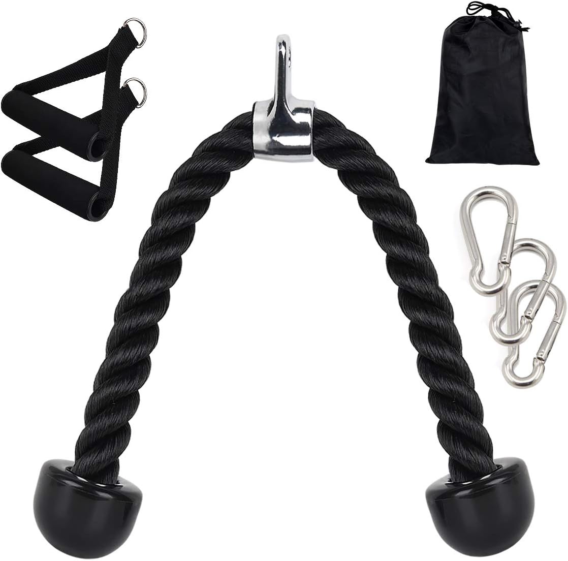 Juhenon Tricep Rope Cable Attachment 27.5 Inch with 2 Exercise Handles