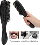 yuytee Beard Brush Natural Bristle Long Handle Wood Mustache Comb for Men Black view 2