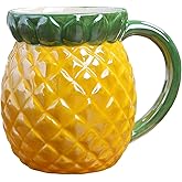 Fenteer Fruit Shape Coffee Mug Adorable Ceramic Coffee Milk Mug Teacup Funny Durable Water Cups Reusable for Festivals Home Daily Using Office, Pineapple