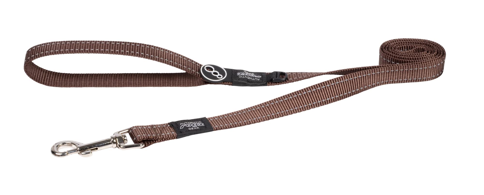 Reflective Dog Leash for Large Dogs, 3/4" wide, 6' long, Brown