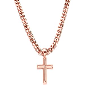 DODIY Copper Necklace for Men Women, 99.9% Pure Copper Cross Necklace | Solid Copper Cross Pendant, Develops Natural Patina,