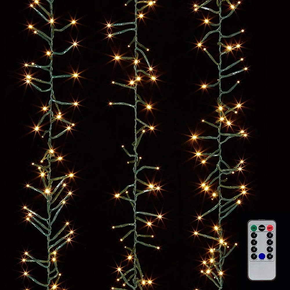 Wreaths, Garlands & Swags - RAZ Imports Lights 19.6' Cluster Garland Green Wire with 600 White Light and Remote (Ref G3737059)
