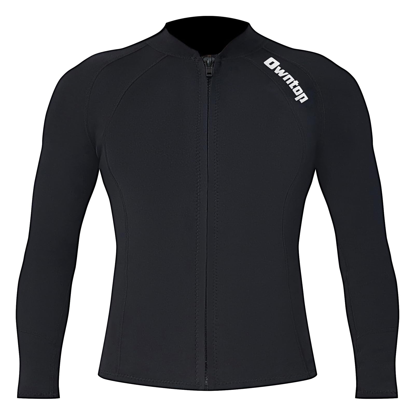 Owntop Wetsuit Jacket Mens - 2mm Neoprene Wetsuit Top, Long Sleeve Front Zipper Wet Suit Vest for Scuba Diving Surfing Snorkeling Swimming, Men Black XXL