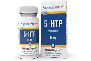 Superior Source 5-HTP (5-hydroxytryptophan) 50 mg, Quick Dissolve MicroLingual Tablets, 60 Ct, Neurotransmitter Support, Supports Restful Sleep, Non-GMO