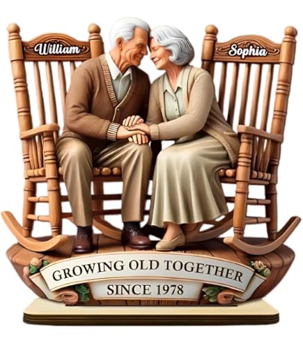 Growing Old Together - Personalized Standing Wooden Plaque, Gift For H - Sun-rais