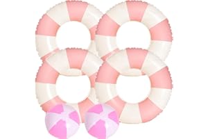4 PCS 35 inch Striped Inflatable Pool Floats for Swimming Pool Party Lake Beach Adults - Floaties Pool Tubes Swim Rings Tubes