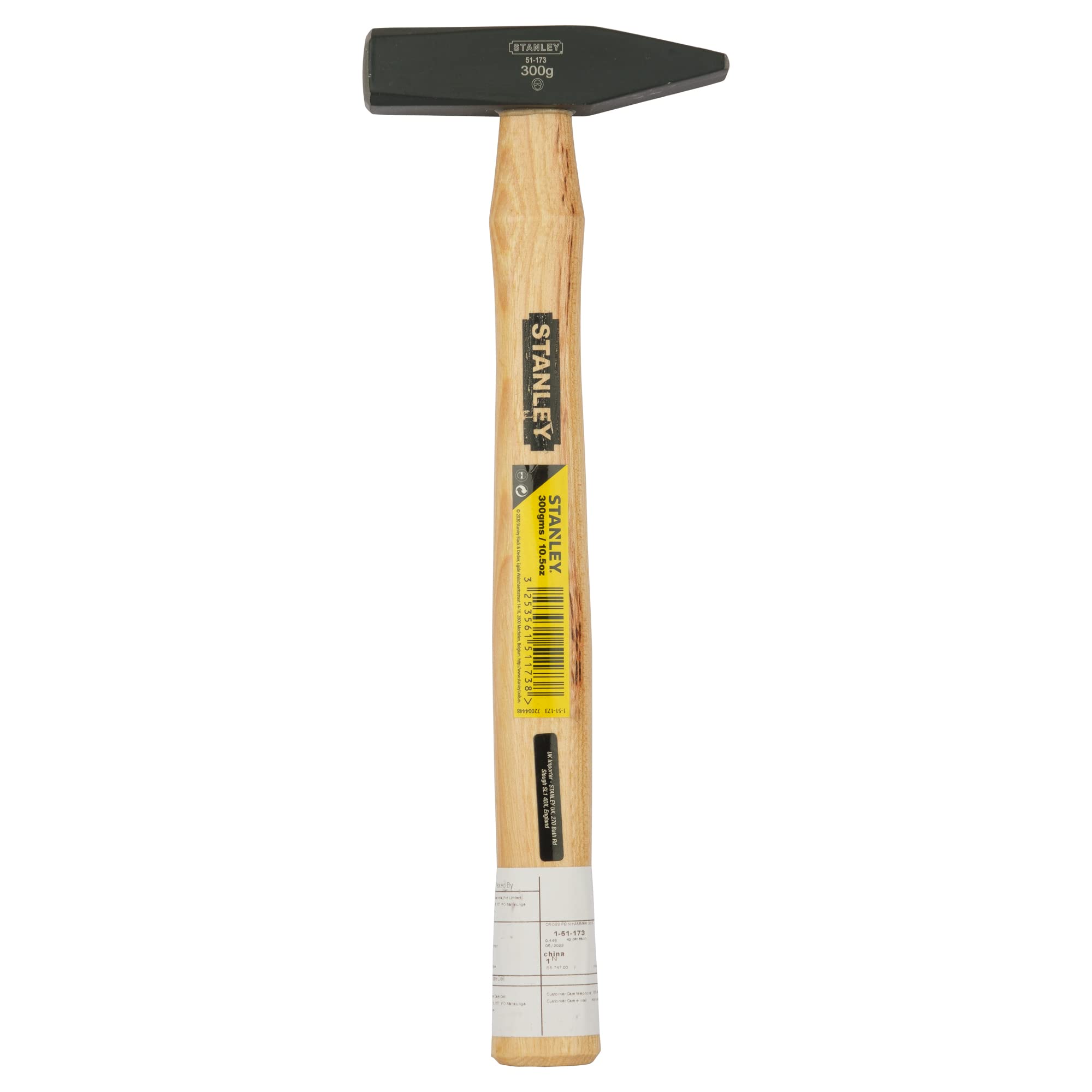 STANLEY 1-51-173 Brick Hammer with Wooden Handle, Black/Brown, 300 g