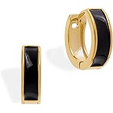 Sonateomber Dainty Small Gold Huggie Hoop Earrings for Women, Simple 14K Gold Plated Enamel Hypoallergenic Earings Everyday Fashion Jewelry Gift