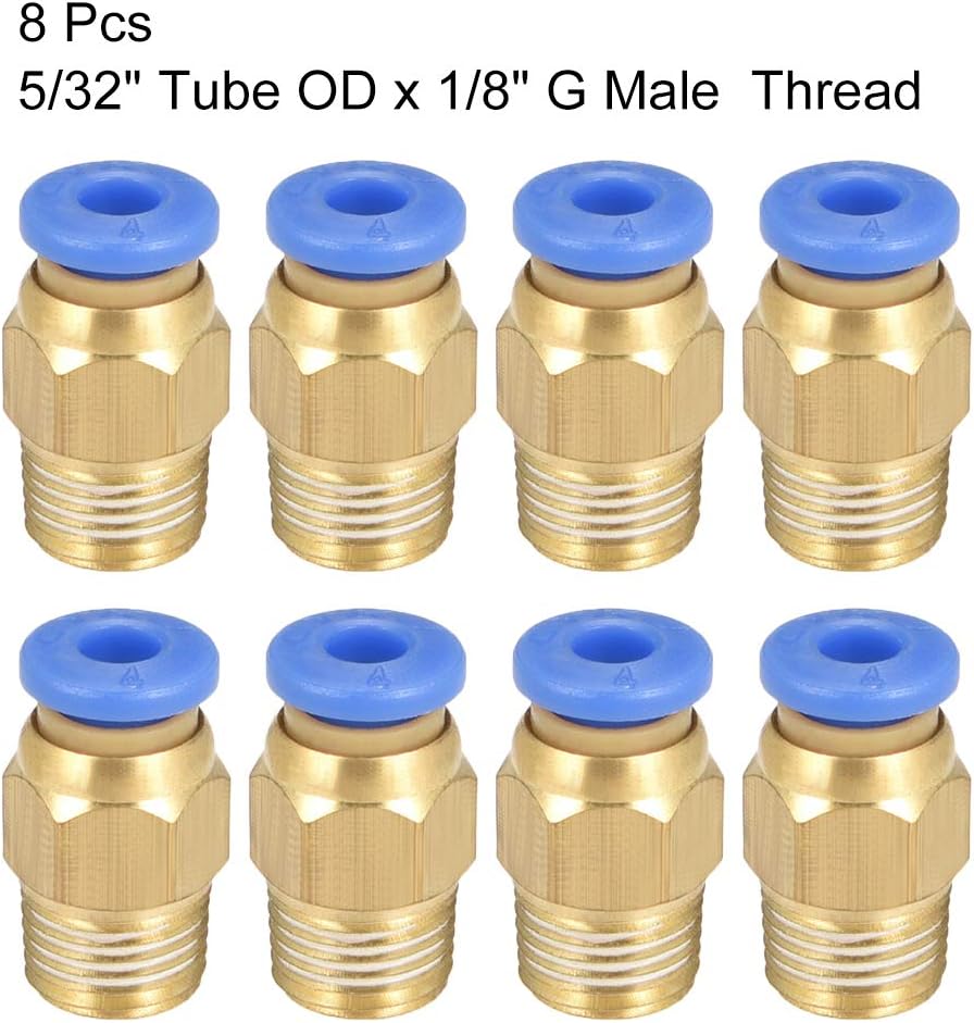 sourcing map Straight Pneumatic Push to Quick Connect Fittings G1/8 Male x 4mm Tube OD 8pcs, Gold,blue, G1/8 x 4mm - Image 4