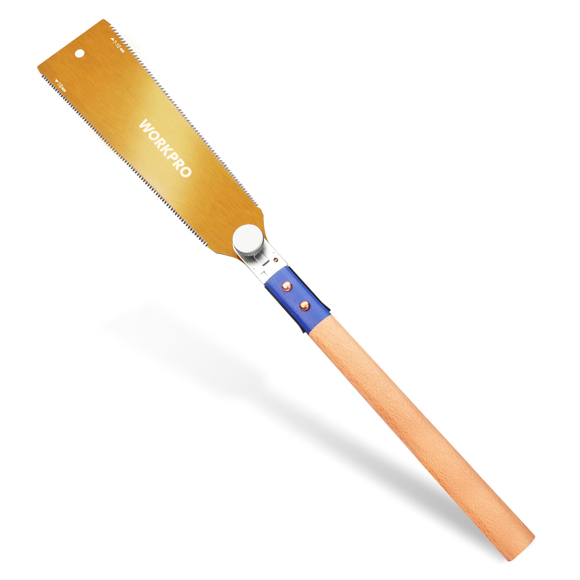 WORKPRO 250 mm Japanese Pull Saw, Double Edged Woodworking Saw 18 and 7-10TPI, SK5 Blade Hand Saw for Craft, Hobby, DIY, Trim Pull Saw for Woodworking