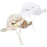 Baby Girl Sun Hat Summer Foldable Beach Hats with UPF50+ Sun Protection Wide Brim Toddler Bucket Hat Cap