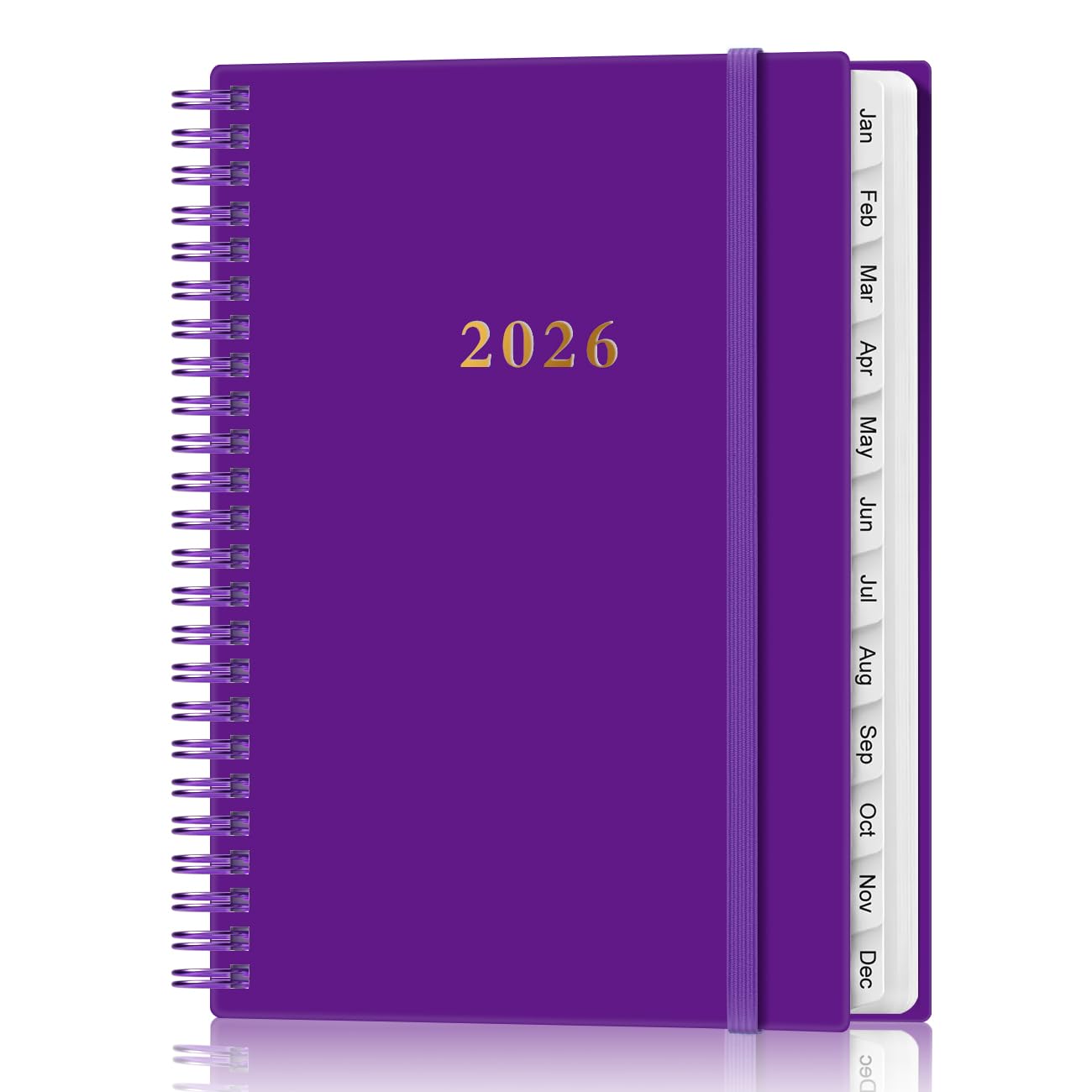 Photo 1 of 2026 Planner - Planner 2026 from January 2026 - December 2026, Weekly & Monthly Planner Spiral Bound with 12 Monthly Tabs, Inner Pocket, 6.4" x 8.5", Purple-B