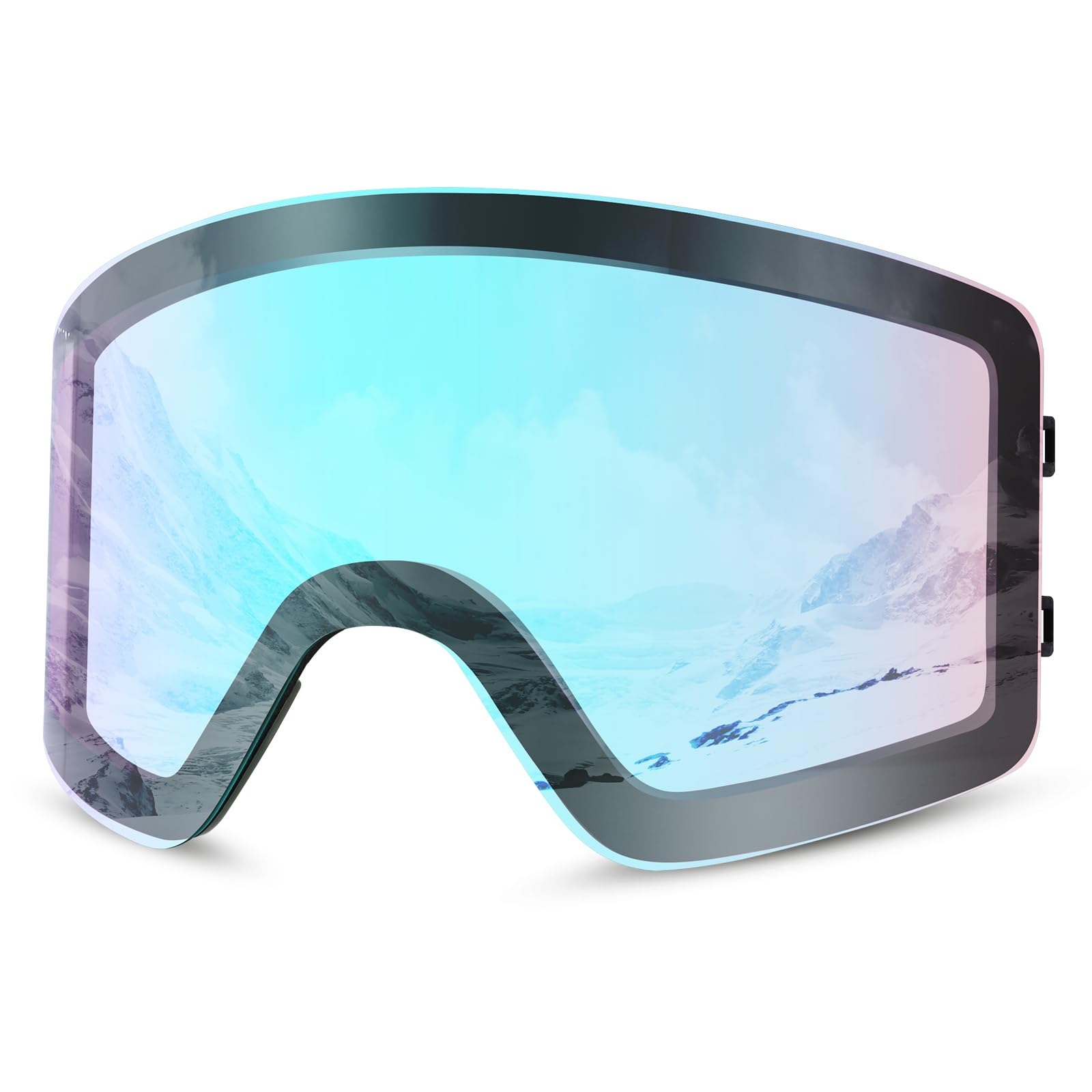 Odoland Ski Goggles Set with Detachable Magnetic Lens, Frameless Interchangeable Lens for Cloudy or Sunny, Anti-Fog UV Protection Men Women Snow Goggles for Skating Skiing and Snowboard Blue