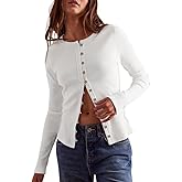 Beaully Womens Long Sleeve Ribbed Knit Tops Button Down Lightweight Cardigan Going Out Shirt 2026 Spring Clothing