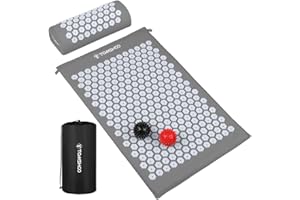 TOMSHOO Acupressure Set, Acupressure Mat and Pillow with 2pcs Massage Balls- Pain Relief Therapy Muscle Back Neck with Travel Bag for Men and Women